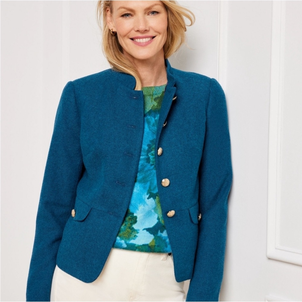 Talbots NWT Blue Shetland Wool Officer/Military Jacket Blazer